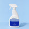 A white trigger spray 750ml bottle of protectME Premium Fabric Protector, set against a solid light blue background.