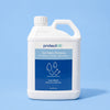 A 2.5L white plastic bottle of protectME premium Fabric Protector, featuring a blue and white label, set against a solid light blue background.